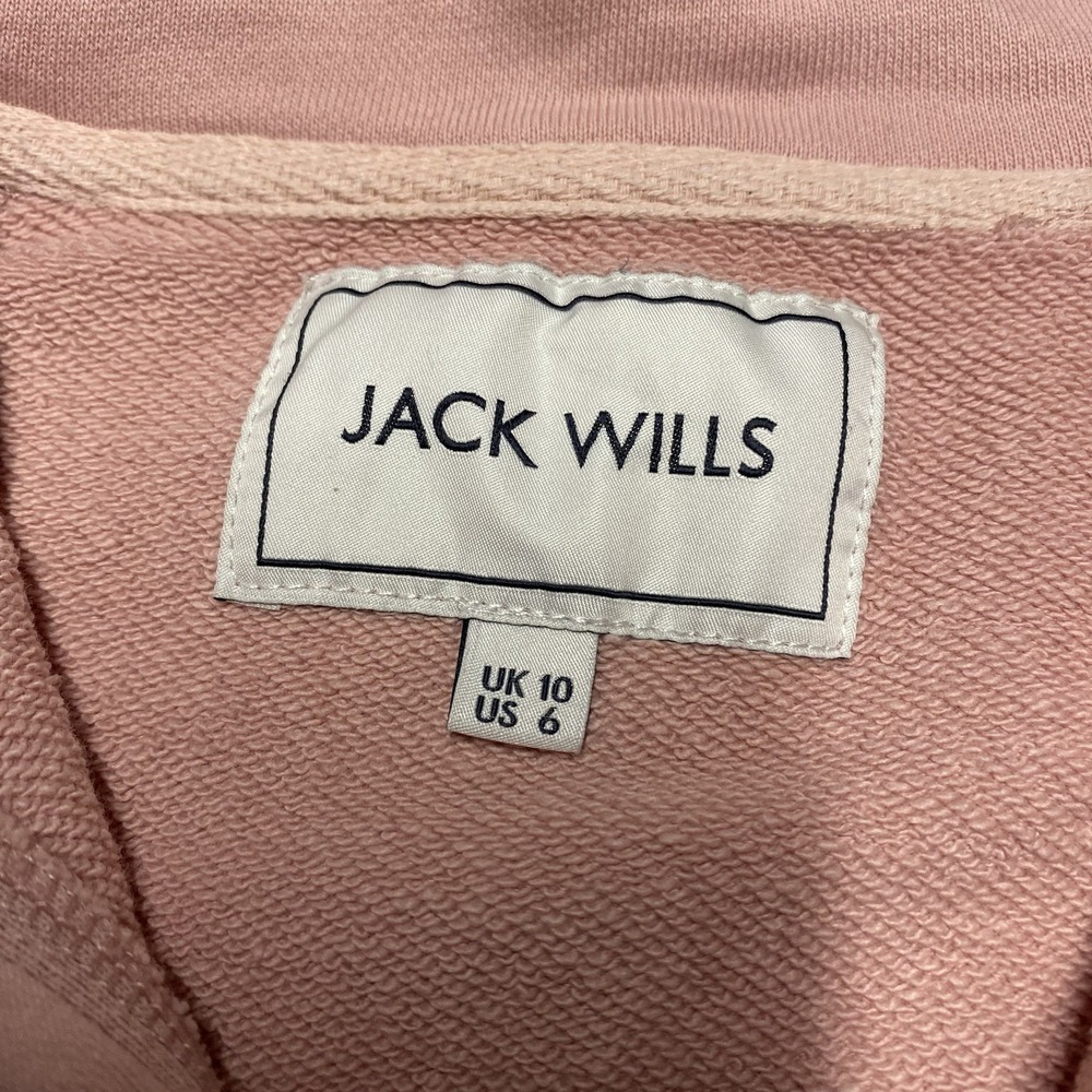 Jack Wills Pullover Sweatshirt Womens 6 Pink 1/4 Zip Logo Preppy Casual - Picture 2 of 7